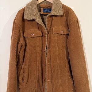 Men's Tan Corduroy Jacket with Sherpa Collar